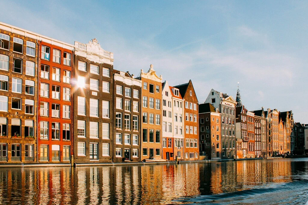 Amsterdam canal houses background